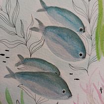 Un banco de peces . % javramirez1603 tarafından hazırlanan Geleneksel illüstras, on, Doğalcı İllüstras, on, Tablo, Sulubo, Ve a Resim projesi - 11.04.2025