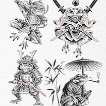 Ranas legendarias. Een project van Tekening, Digitale tekening, Tatoeageontwerp, Grafisch ontwerp, Traditionele illustratie y Digitale illustratie van Juan Carlos Lara - 06.11.2025