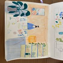 Self portrait. Sketching, Creativit, Drawing, Traditional illustration, Watercolor Painting, Gouache Painting, and Sketchbook project by annie_hol - 11.07.2025