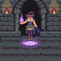 Bruja Poderosa. Character Design, Video Games, Pixel Art, and Game Design project by juanpr - 11.15.2025
