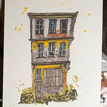 Maison en décrépitude . Architectural Illustration, Drawing, Ink Illustration, Sketchbook, and Sketching project by Sophie B. - 11.15.2025