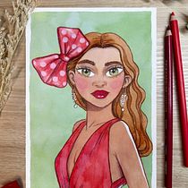 Fanart d'un personnage en rouge. Ilustração infantil, Desenho com lápis de cor, Ilustração tradicional, Pintura, Desenho de retrato, e Pintura em aquarela projeto de Corine - 18.11.2025