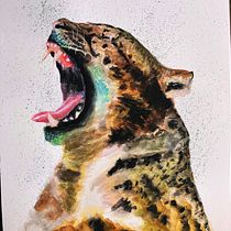 Roaring Leopard. Realistic Drawing, Traditional illustration, Naturalistic Illustration, and Watercolor Painting project by nirshemmer - 11.19.2025