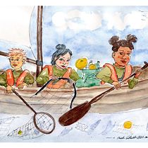Gemeinsam das Meer retten. Traditional illustration, Character Design, Drawing, Watercolor Painting, Ink Illustration, and Manga project by Christian Gutknecht-Stöhr - 11.25.2025