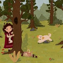 Little Red Hiding Hood and the Big Seeking "Wolf". Un proyecto de Ilustración infantil, Ilustración digital, Pintura digital y Álbum ilustrado de Isabelle Martino - 27.11.2025