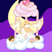 Kawaii world - Carousel in the cloud. Character Design, Digital Illustration, and Manga project by Nicole Chong - 11.27.2025
