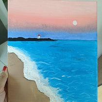 Pintura lindo atardecer en el mar Ein Projekt aus dem Bereich Bildende Künste, Ölmalerei und Malerei von ashley isaac - 02.12.2025