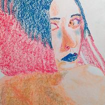 Azul y rosa, retrato con tizas pastel. Artistic Drawing, Drawing, Fine Arts, Traditional illustration, Portrait Drawing, Creativit, Pencil Drawing, and Color Theor project by Carlos Alexis Ramírez Solís - 12.04.2025