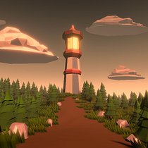 El Faro del Bosque - Escenario Lowpoly. 3D, and 3D Modeling project by La Marsupial - 12.13.2025