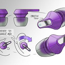Earbuds concept. Industrial Design, Product Design, and Digital Illustration project by Alex Amat Alvarez - 12.15.2025