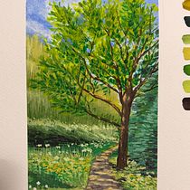 Bright tree. Gouache Painting, Painting, Fine Arts, and Naturalistic Illustration project by Kriséven Campana - 12.16.2025