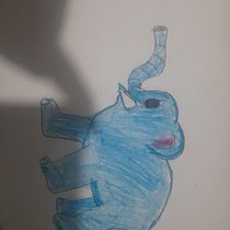 Elefante con cera, colores y plumón . Fine Arts, Design, Traditional illustration, Painting, Creativit, Creating with Kids, and Sketchbook project by César Arturo Hernández Bonilla - 12.20.2025