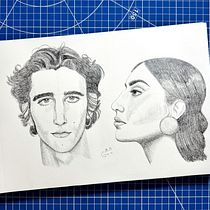 Exploración rostro frontal y de perfil. Artistic Drawing, Drawing, Portrait Drawing, Sketchbook, and Sketching project by Catalina Cerda - 01.03.2026