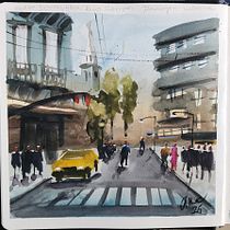 Imediações da Catedral Senhora da Luz. Watercolor Painting, Fine Arts, and Architectural Illustration project by Ana Valeria Chaves - 01.13.2026