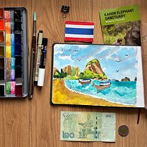 Railay, Krabi Ein Projekt aus dem Bereich Traditionelle Illustration, Architektonische Illustration, Aquarellmalerei und Sketchbook von Nuria PC - 17.01.2026