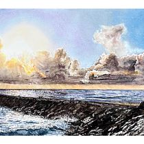 Cielo en espigón de Rota (Cádiz). Fine Arts, Painting, Sketchbook, and Watercolor Painting project by José Berjano Gil - 01.23.2026