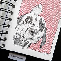 Dog with Parrot. Drawing, Traditional illustration, Ink Illustration, Sketchbook, and Sketching project by Krzysztof Świstak - 01.25.2026