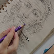 Cristo. Boceto en papel común. Artistic Drawing, Drawing, Portrait Drawing, Sketchbook, and Sketching project by carla_caprio - 02.01.2026