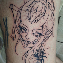 Meu primeiro trabalho em pele humana . Tattoo Design project by ladydarknn3ss - 02.02.2026