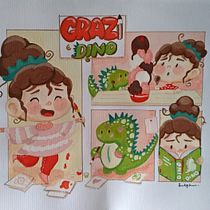 Final Project: Carachter Grazi 'n Dino. Character Design, Drawing, Traditional illustration, and Sketchbook project by Letícia Arnolpha - 02.03.2026