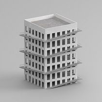 Edificio con Rampas. 3D, Modelagem 3D, Arquitetura, Visualização arquitetônica, Arquitetura digital, Ilustração digital, e Arquitetura de interiores projeto de Luis Angulo - 06.02.2026