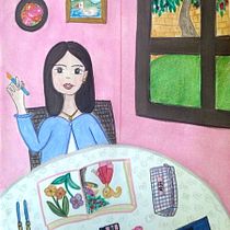 Self portrait painting . Sketching, Creativit, Drawing, Traditional illustration, Watercolor Painting, Gouache Painting, and Sketchbook project by Angélica Isaza - 02.12.2026