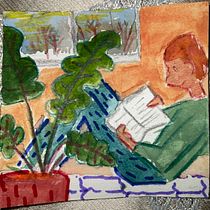 My reading time. Sketching, Creativit, Drawing, Traditional illustration, Watercolor Painting, Gouache Painting, and Sketchbook project by Karim Essam - 02.20.2026