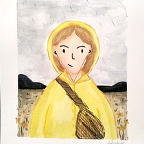 Rainy walk. Desenho com lápis de cor, Ilustração tradicional, Pintura, Desenho de retrato, e Pintura em aquarela projeto de simoneduplessis00 - 22.02.2026