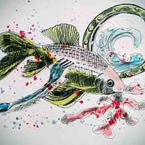 Fish and Ship und das schlafende Bienchen . Artistic Drawing, Character Design, Painting, and Portrait Drawing project by Carola Zain - 02.27.2026