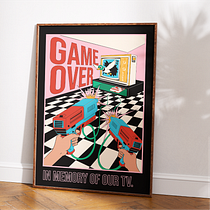 In memory of our tv - poster design. Criatividade, Design, Design digital, Design gráfico, Design de cartaz, Tipografia, Ilustração vetorial, e Lettering projeto de Consuelo Etcheverry Iborra - 28.02.2026