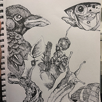 the winged night. Drawing, Ink Illustration, Sketchbook, Pencil Drawing, and Sketching project by listentothehorse - 03.01.2026