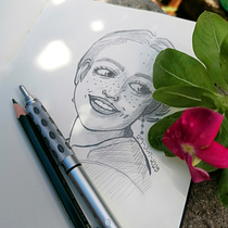 Mujer sonriente. Artistic Drawing, Drawing, Portrait Drawing, Sketchbook, and Sketching project by Mariana Rico - 03.02.2026