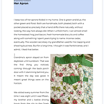 Her Apron. Creative Writing, Non-Fiction Writing, Narrative, Stor, and telling project by Shawnnita F - 03.09.2026