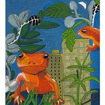 A giant newt invades!. Creativit, Drawing, Artistic Drawing, Traditional illustration, Ink Illustration, Acr, lic Painting, and Gouache Painting project by Jan Weiss - 03.16.2026