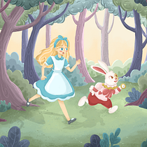 Alicia en el País de las Maravillas – Ilustración infantil Alice in Wonderland – Children’s Illustration Ein Projekt aus dem Bereich Design von Figuren, Kinderillustration und Digitale Illustration von María Camila Duque Rodríguez - 19.03.2026