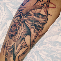 Eva 01 blackwork. Desenho digital, Ilustração digital, Desenho, Ilustração tradicional, e Desenho de tatuagens projeto de kevin92soto - 19.03.2026