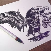 Cuervo zombie . Sketching, Creativit, Drawing, Traditional illustration, and Sketchbook project by Carlos Adrián De La Paz Almaraz - 03.20.2026