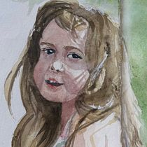 Little girl on a sunny day . Lukisan, Lukisan Cat Air, Dan Menggambar Potret proyek oleh ivanochkina_maria - 03.23.2026