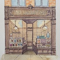 The chocolate shop. Un progetto di Illustrazione architettonica, Disegno, Pittura e Pittura ad acquerello di Karla VG - 25.03.2026