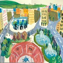 Vista su Barcellona. Esboçado, Desenho, Ilustração tradicional, Ilustração arquitetônica, Sketchbook, e Pintura guache projeto de dariasal - 30.03.2026