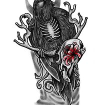 First design Crow tattoo. Desenho digital, Ilustração digital, Desenho, Ilustração tradicional, e Desenho de tatuagens projeto de velvetroze_ink - 02.04.2026