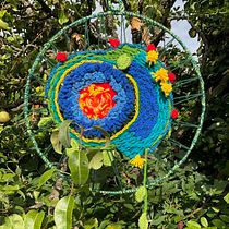 Weaving with a circular loom: The flowers have returned to my garden.. Decoration, Accessor, Design, Fiber Arts, Weaving, and Textile Design project by Brenda Hansen - 04.06.2026