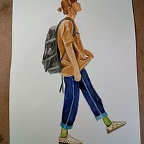 Joven caminado en acuarela . Projekt z dziedziny R, sunek anatomiczn, Sketching i Malowanie akwarelą użytkownika Carlos Adrián De La Paz Almaraz - 08.04.2026