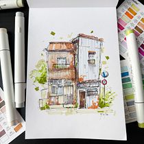 My First Ever Building Illustrations  Ein Projekt aus dem Bereich Architektonische Illustration, Zeichnung, Illustration mit Tinte, Sketchbook und Skizzenentwurf von hwi - 09.04.2026