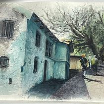 Paseo por una calle de un pueblo de la India . Pictura și Pictură în acuarelă de María Castro - 04.13.2026