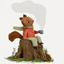 Squirrel with a couple of tea. Character Design, Children's Illustration, Colored Pencil Drawing, Drawing, and Pencil Drawing project by nagehanguneser - 04.15.2026