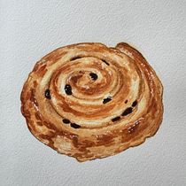 Cinnamon roll with watercolor. Un proyecto de Ilustración tradicional, Bellas Artes, Pintura y Pintura a la acuarela de balbolka - 16.04.2026