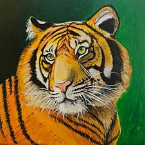 Tygrys sumatrzański. Fine Arts, Traditional illustration, Acr, lic Painting, and Realistic Drawing project by agnieszka_lachowicz_wolak - 04.19.2026
