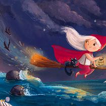 Little red riding witch!. Ilustração infantil, Ilustração digital, Pintura digital, e Álbum ilustrado projeto de alyaa ahmed - 21.04.2026