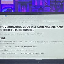 Hoverboards 2099: Adrenaline and other Future Rushes. Comic, Communication, Creative Writing, Fiction Writing, Narrative, Script, Stor, board, Stor, and telling project by charlie_steven_sanchez - 04.21.2026